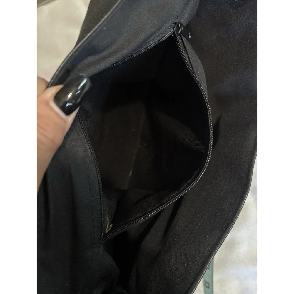 Nine West Black Shatchel Buckles Top Handle Remov. Straps Pockets Mag Close
